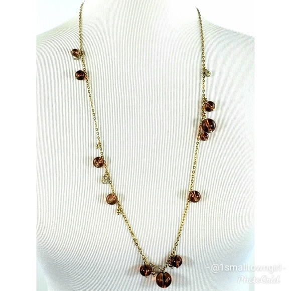 J. Crew amber beads long chain necklace 16"